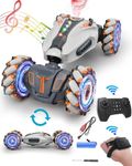 Magicwand R/C Rechargeable 1:12 Scale Off-Road Gesture Controlled Monster Double Sided Spine Design Transformation All Terrain Drifting Monster Vehicle for Kids【Grey】…