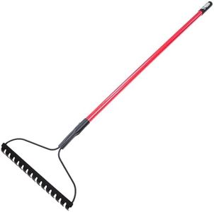 Bully Tools Bow Rake 16" Tines | Heavy Duty Steel Garden Rake for Leaves Lawn Debris Mulch Soil and Gravel | 58" Fiberglass Handle Leaf Rake, 100% Made in USA