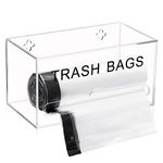 Thyle Acrylic Trash Bag Dispenser Kitchen Trash Bag Holder Wall Mount Acrylic Garbage Bag Dispenser Garbage Bag Dispenser Under Sink Shopping Bag Roll Container(Curved Slot)