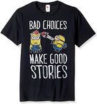 Despicable Me Men's Minions Bad Make Good Choices Funny Graphic Tee, black, 3X-Large