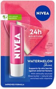 NIVEA Watermelon Shine 4.8g Lip Balm|24 H Melt in Moisture Formula|Natural Oils|Glossy Finish,4.8 g (Pack of 1)