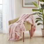 Serta Mila Shaggy Heated Throw Blanket - Soft Faux Fur Heated Blanket, Fast Heating, Auto Shut Off Timer, Low EMF, 5 Heat Setting, ETL Certified, Machine Washable Electric Blanket, Blush 50"x60"