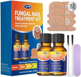 Toenail Treatment Extra Strength: Dual Action Nail Repair Kit for Thick, Brittle or Discolored Nails - 30 ml Nail Repair Gel with 25% Undecylenic Acid - (Medium) 32 Nail Patches