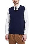 Kallspin Men's Wool Blend Knitted Gilets Sweater Relax Fit V Neck Vest Sleeveless Jumper (Navy Blue, 3XL)