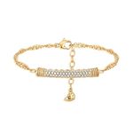 Jenosy 14K Gold Plated Bracelet with Spring Diamond Charm for Women Dainty Chain Simple Jewelry Cute for Girls