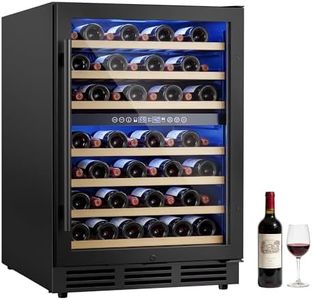ICEVIVAL 24 Inch Dual Zone Wine Refrigerator, 54 Bottle Under Counter Wine Fridge for Built-in or Freestanding, Wine Cooler with Glass Door, Removable Shelves for Home, Office (Blcak)
