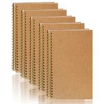 PALUDO 5 Pack A5 Blank Spiral Notebook 100 Pages/ 50 Sheets Spiral Notepad A5 Kraft Cover Notebooks Bulk Journals, Memo Notepads Planner Sketch Pad