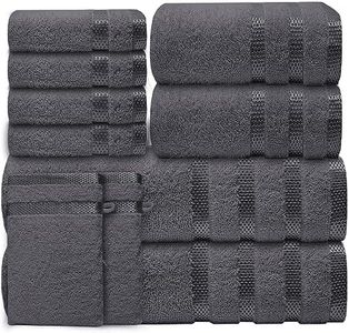 Casabella Luxury Bath Towel Set- 10 Piece Towels for Bathroom 100% Cotton-2 Bath Towels, 2 Hand Towels, 4 Face cloth & 2 Body Wash Gloves Highly Absorbent Hotel Quality Towel Bale Set Grey