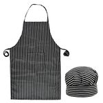 Kuber Industries Linning Printed Oil Stain Resistant Cooking Kitchen Apron & Cap for Men Women, Set of 2 (Black)-50KM01016