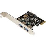 StarTech.com 2 Port PCI Express USB 3.0 Controller Card w/ SATA Power - USB adapter - PCIe - USB 3.0 x 2 - PEXUSB3S23, Grey