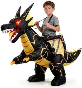 Inflatable Dragon Costume for Kids, Ride On Halloween Costume Light-Up Eyes