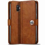 TheGiftKart Flip Cover Back Case for Samsung Galaxy J8 / A6 Plus / On8 Infinity | Inbuilt Pockets & Stand | Genuine Leather Finish Flip Back Cover for Samsung J8 / A6 Plus / On8 Infinity (Brown)