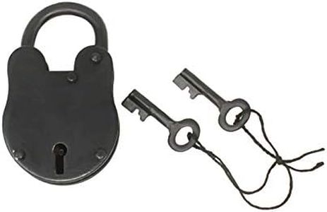 Nautical Cove Antique Solid Iron Lock with Skeleton Keys - Pirate Treasure Lock (3")
