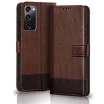 TheGiftKart Flip Back Cover Case for Samsung Galaxy S20 FE / S20 FE 5G | Dual-Color Leather Finish | Inbuilt Stand & Pockets | Wallet Style Flip Back Cover (Faux Leather | Brown & Coffee)