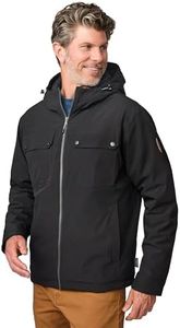 Free Country Men’s Winter Jacket Insulated – Water & Wind Resistant Outdoor Coat, Detachable Hood, Zip Pockets – Workwear, Hiking, Skiing, Camping-Fieldsman-Black-Size L