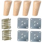 sourcing map 4 Inch Solid Wood Furniture Legs Sofa Couch Table Desk Closet Cabinet Feet Adjuster Replacement Set of 4