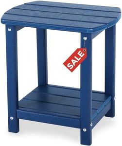 GARDENSTAR Adirondack Square Outdoor Side Table,2-Tier Storage Patio Side Table, HDPE End Tables for Backyard Pool Porch Garden Lawn(Blue)