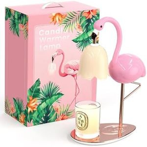 CODOGOY Fragrance Candle Warmer Flamingo Lamp with Timer, Dimmable, Halogen, Polished, Pink, for Home Decor 6.69 x11 x15.35 in