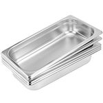 SINJEUN 5 Pcs 1/3 Size Steam Table Table Pan, Stainless Steel Anti-Jam Steam Table Pans, Stainless Steel Steam Deep Steam Pan, Chafing Buffet Restaurant Trays for Catering