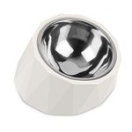 MSBC Small Dog Food Bowls - Slanted Dog Bowl for Small Size Dog, Tilted Dog Dish with Detachable Raised Stand for Flat-Face Puppy, Non-Slip, Non-Skid, Easier to Reach Food, XS/0.5Cup, Creamy White