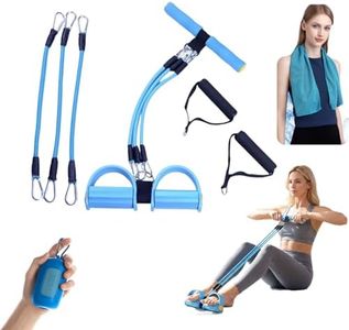 Pedal Resistance Bands with Handles, 3 Detachable Tubes Full Body Workout for Home Gym, Elastic Yoga Band for Stretching, Portable Set with Cooling Towel (Blue)