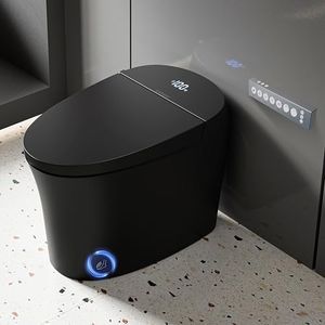 CANEST Black Smart Toilet, Tankless Bidet Toilet with Heated Seat, Foot Sensor Operation, Auto Open & Close, Dual Auto Flush, Warm Water, LED Display, Night Light, Wireless Remote Control (TC-200BG)