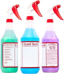 Extra Safe, Bilingual MSDS Spray Bottles 3 Pack. Large, Empty 32 Oz Bottle Perfect for Professional Cleaning Solutions, Sanitizers or Household Cleaners. Best Heavy Duty Plastic Bottle With Data Sheet