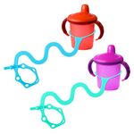 Baby Cup Catcher - Sippy Cup Holder Strap - Sippy Cup and Toy Safety Tether - Keep Essentials Within Reach - For Kids Ages 0-36 Months - BPA and Phthalate-Free (Blue & Aqua, 2)