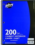 Hilroy Coil 1-Subject Notebook, Wide Ruled, 200 Pages, 3-Hole Punched, 10 1/2" x 8", Blue, Box of 10 (13224A)