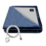 Grounding Blanket/Earthing Bed Sheet in 2 Usage Ways, 55 * 80 inch, Grounded Throw Kit with UK Cord, Improve Sleeping Grounding Sheet (Dark Blue)