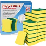 HOMERHYME Heavy Duty Sponges, 24 Pack Scrub Sponge, Multipurpose Dish Sponge Double-Side Design, Durable & Long-Lasting with Hign Density Sponge.