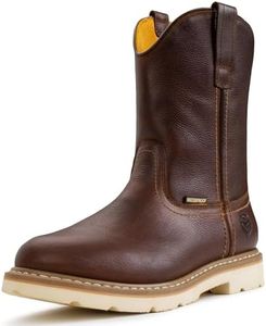 SUREWAY 10" Men's Soft/Steel Toe Waterproof Wellington Work Boot,Heavy Duty Pull On Leather Work Boots,Goodyear Welted,Full Grain Leather,Industrial Safety boot Classic Cowboy Boot,EH Rated,