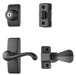 Ideal Security Storm Door Handle Set with Lock, Matte Black (4 Piece Set)