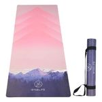 Wiselife MicroFiber & Natural Rubber Yoga Mat + Carry Strap (5MM | Extra Large Extra Wide | Anti skid Anti slip) for Yoga & Workout (Mountain Peace)