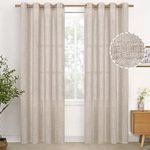 YoungsTex Linen Curtains 80 Inches Length 2 Panels Light Filtering Drapes with Bronze Grommet for Living Room Bedroom Dining Room Rustic Farmhouse Lightweight Office Curtain, 52 x 80 Inch