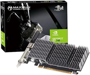 maxsun GEFORCE GT 710 2GB Low Profile Ready Small Form Factor Video Graphics Card GPU Support DirectX12 OpenGL4.5, Low Consumption, VGA, DVI-D, HDMI, HDCP, Silent Passive Fanless Cooling System