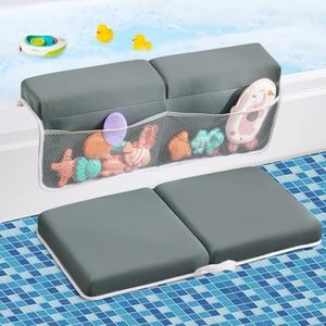 ILPEOD Baby Bath Kneeler and Elbow Rest Pad Set,Bath Kneeling Pad Thick Soft Quick Dry Bathtub Mat for Bathing Time,Baby Essentials Memory Foam with Toys Organizer Gifts for Parents,Dark Grey
