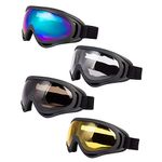 LJDJ Ski Goggles, Pack of 4 Snow Snowboard Goggles, Motorcycle Goggles UV Protection Anti-fog for Men Women Kids