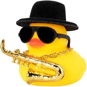 wonuu Cool Car Rubber Duck Car Duck Decoration Dashboard Car Ornament for Car Dashboard Decoration Accessories with Mini Hat Musical Instruments