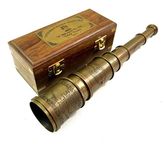Vintage Brass Telescope Antique 20 Inch Hand Extending Naval Victorian Pirate Telescope with Beautiful Polished Hardwood Box