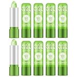 Ownest 10 Packs Aloe Vera Lipstick, Long Lasting Hydrating Soothing Lip Balm, Lips Moisturizing Magic Temperature Color Change Lipstick, Lip Care