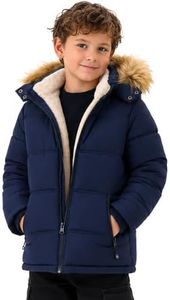 WENTTUO Boys Winter Coats Puffer Warm Jacket Waterproof Sherpa Lined Down Parka Kids Boys Jackets with Removable Faux Fur Hood