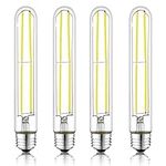 NOVELUX 7.3 Inch E26 Led Bulb 60 Watt Dimmable, 5000K Daylight Edison Bulbs, 6W Tubular T10 Long Clear Glass Light Bulb for Rustic Pendant,Industrial Pipe,Wall Sconces,Chandeliers(4 Pack)