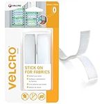 VELCRO BRAND White Stick On Fabric Tape - 19mm x 60cm - Multipurpose No-Sew Hook and Loop Fabric Adhesive with Sticky Back - Perfect Solution for Secure Repairs, Clothing & Hemming