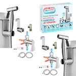 (Pack of 2) Axiomdeals HOT & Cold Mix Warm Water Handheld Bidet Sprayer Shattaf, Hot & Cold Mix Valve, Stainless Steel, Explosion-Proof Hoses, Metal Valves - Wall or Toilet Mount, Flow & Temp Adjust