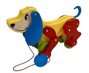 VERYKE Presents a Toy Daisy Dog Along with Pull Rope. Generate ting ting Sound When Dog is Pulled. Toy for a Walk Pull Along Large Animal Pet Toy for Kids (Yellow, Pack of: 1)