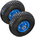 Leona Co 2 Pack 3.50-4 Wheelbarrow Tire, 10" Heavy Duty Double Hub 20mm Tire and Wheel, 3.5" tyre width, 123mm steel rim, for Garden Wagon Gorilla Cart Trolley Dolly Lawn Mover Go Kart Replacement