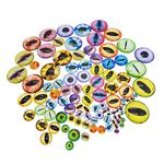 Julie Wang 100PCS/Pack Assorted Mixed Size Round Glass Dragon Eye Covered Cabochons for Doll Making and Jewelry Settings 6mm 10mm 15mm 20mm 30mm