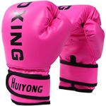 HUINING Kids Boxing Gloves, Kids Training Gloves Punch Mitts MMA Gloves PU Cartoon Sparring Dajn Training Gloves, 6 Oz, for Age 5-12 Years (Boxing Pink)