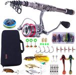 Sougayilang Fishing Rod and Reel Combos - Carbon Fiber Telescopic Fishing Pole - Spinning Reel 12 +1 BB with Carrying Case for Saltwater and Freshwater Fishing Gear Kit-S2.4+30